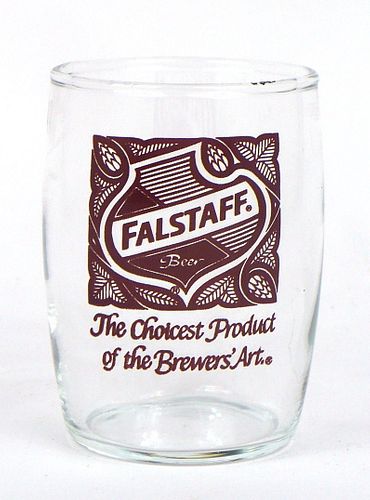 1969 Falstaff Beer 3¾ Inch Tall Barrel Glass Saint Louis, Missouri