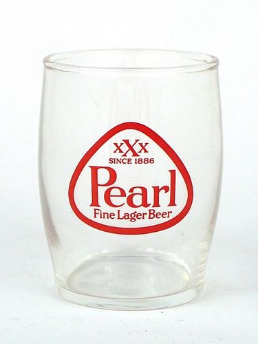1970 Pearl Fine Lager Beer 3¼ Inch Tall Barrel Glass San Antonio, Texas