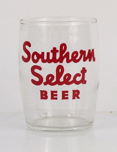1952 Southern Select Beer 3¼ Inch Tall Barrel Glass Galveston, Texas