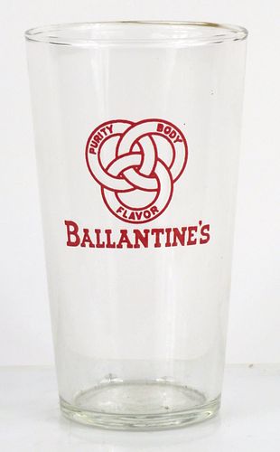 1947 Ballantine's Beer 5 Inch Tall Straight Sided ACL Drinking Glass Newark, New Jersey
