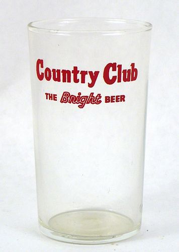 1951 Country Club Beer 4¼ Inch Tall Straight Sided ACL Drinking Glass St. Joseph, Missouri