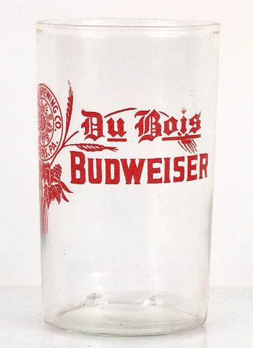 1947 Du Bois Budweiser Beer 3¾ Inch Tall Straight Sided ACL Drinking Glass Dubois, Pennsylvania