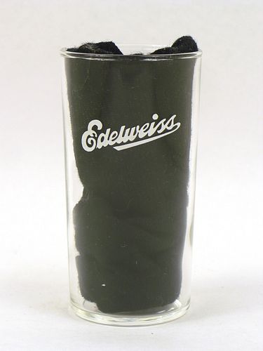 1933 Edelweiss Beer 4 1/3 Inch Tall Straight Sided ACL Drinking Glass Chicago, Illinois