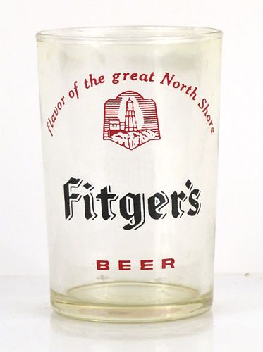 1958 Fitger's Beer 3½ Inch Tall Straight Sided ACL Drinking Glass Duluth, Minnesota