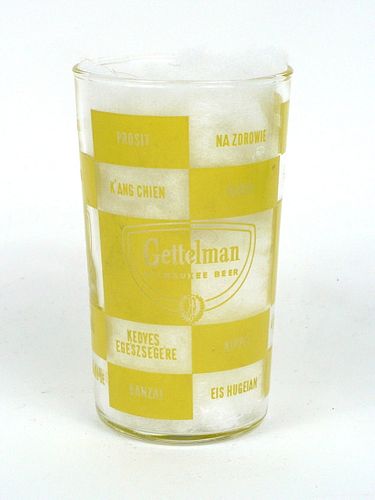 1961 Gettelman Milwaukee Beer 4¾ Inch Tall Straight Sided ACL Drinking Glass Milwaukee, Wisconsin