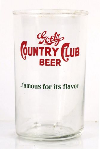 1949 Goetz Country Club Beer 4 Inch Tall Straight Sided ACL Drinking Glass St. Joseph, Missouri