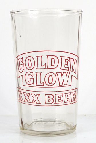 1933 Golden Glow Beer 4¾ Inch Tall Straight Sided ACL Drinking Glass Oakland, California