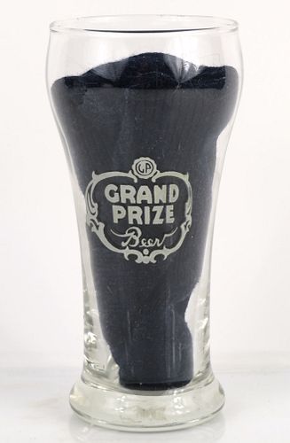 1957 Grand Prize Beer 6¼ Inch Tall  ACL Drinking Glass Houston, Texas