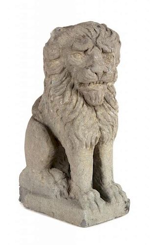 A Carved Sandstone Model of a Lion Height 16 inches.