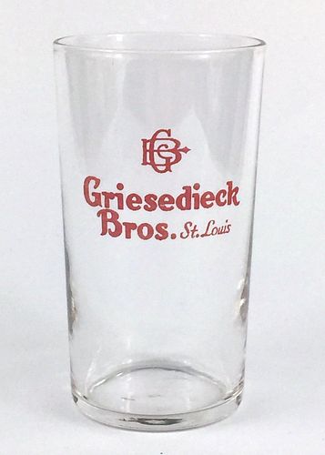 1942 Griesedieck Bros. Beer 4¼ Inch Tall Straight Sided ACL Drinking Glass Saint Louis, Missouri