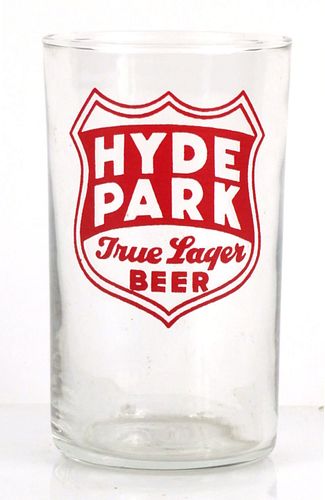 1939 Hyde Park True Lager Beer 4 Inch Tall Straight Sided ACL Drinking Glass Saint Louis, Missouri