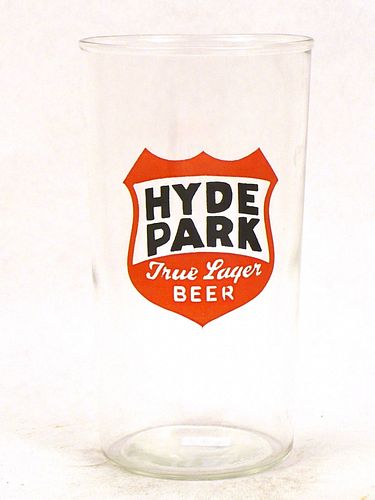 1940 Hyde Park True Lager Beer 5¼ Inch Tall Straight Sided ACL Drinking Glass Saint Louis, Missouri