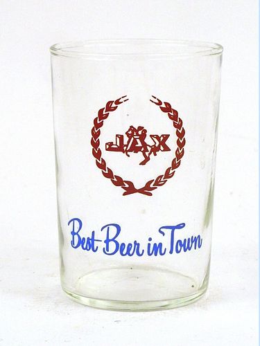 1954 Jax Beer 3½ Inch Tall Straight Sided ACL Drinking Glass New Orleans, Louisiana