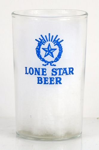 1938 Lone Star Beer 3¾ Inch Tall Straight Sided ACL Drinking Glass San Antonio, Texas