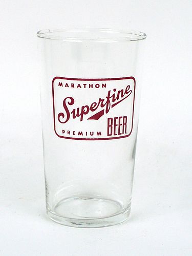 1956 Marathon Superfine Beer 4½ Inch Tall Straight Sided ACL Drinking Glass Marathon, Wisconsin
