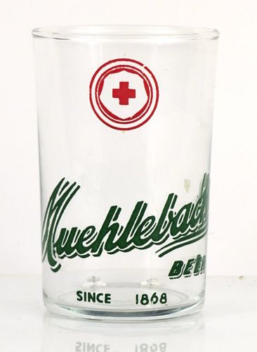 1934 Muehlebach's Beer 3½ Inch Tall Straight Sided ACL Drinking Glass Kansas City, Missouri