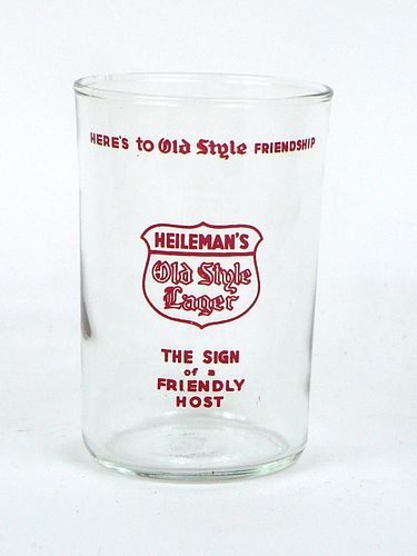 1940 Old Style Lager Beer 3½ Inch Tall Straight Sided ACL Drinking Glass La Crosse, Wisconsin
