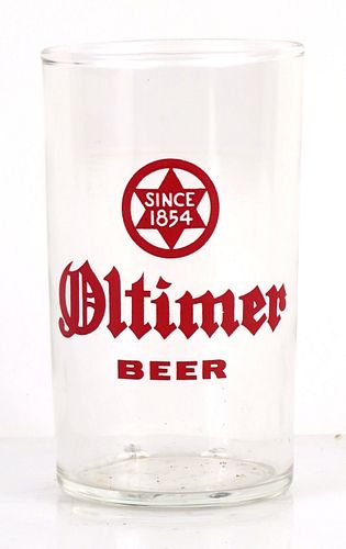 1947 Oltimer Beer 4 Inch Tall Straight Sided ACL Drinking Glass Belleville, Illinois