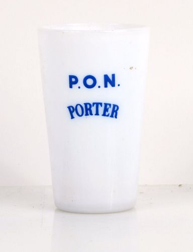 1933 P.O.N. Porter 3 inch Milk Glass Straight Sided ACL Drinking Glass Newark, New Jersey