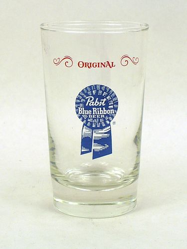 1962 Pabst Blue Ribbon Beer 4½ Inch Tall Straight Sided ACL Drinking Glass Milwaukee, Wisconsin