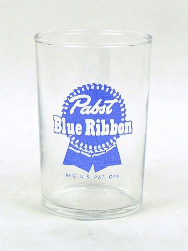 1955 Pabst Blue Ribbon Beer 3½ Inch Tall Straight Sided ACL Drinking Glass Milwaukee, Wisconsin