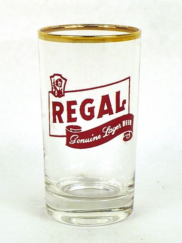 1955 Regal Beer 4¾ Inch Tall Straight Sided ACL Drinking Glass New Orleans, Louisiana