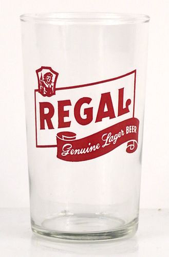 1955 Regal Beer 4¼ Inch Tall Straight Sided ACL Drinking Glass New Orleans, Louisiana