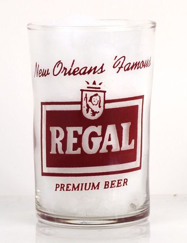 1959 Regal Beer (Maroon) 3½ Inch Tall Straight Sided ACL Drinking Glass New Orleans, Louisiana