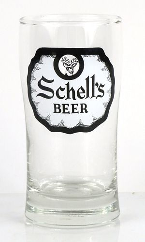 1962 Schell's Beer 4¾ Inch Tall Straight Sided ACL Drinking Glass New Ulm, Minnesota