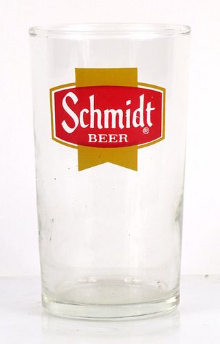 1980 Schmidt Beer 4¼ Inch Tall Straight Sided ACL Drinking Glass Saint Paul, Minnesota