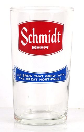 1969 Schmidt Beer 4¼ Inch Tall Straight Sided ACL Drinking Glass Saint Paul, Minnesota