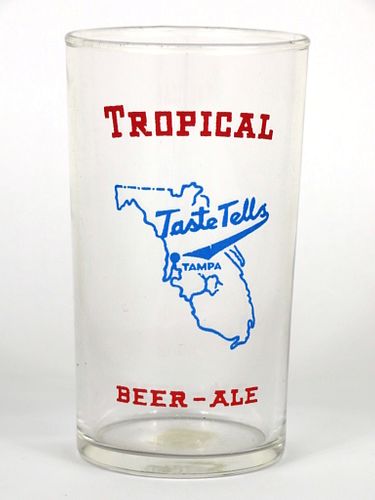 1955 Tropical Beer-Ale 4½ Inch Tall Straight Sided ACL Drinking Glass Tampa, Florida
