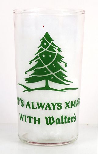 1962 Walter's Beer 4¾ Inch Tall Straight Sided ACL Drinking Glass Eau Claire, Wisconsin