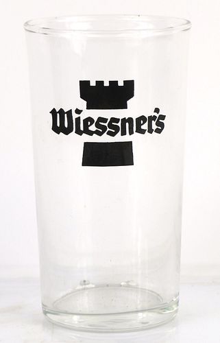 1950 Wiessner's Beer 4¾ Inch Tall Straight Sided ACL Drinking Glass Baltimore, Maryland