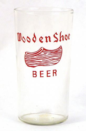 1933 Wooden Shoe Beer 4½ Inch Tall Straight Sided ACL Drinking Glass Minster, Ohio