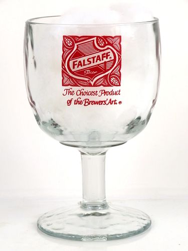 1969 Falstaff Beer (red) 6 Inch Tall Thumbprint ACL Glass Goblet Saint Louis, Missouri