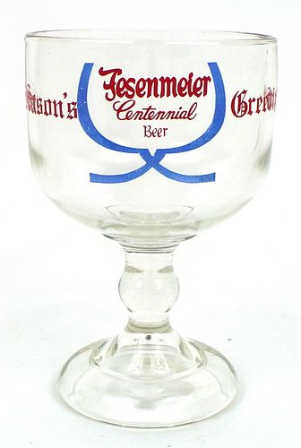 1963 Fesenmeier Centennial Beer 8 Inch Tall Christmas ACL Glass Goblet Huntington, West Virginia