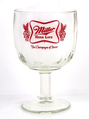 1972 MIller High Life Beer 6 Inch Tall Thumbprint ACL Glass Goblets Milwaukee, Wisconsin