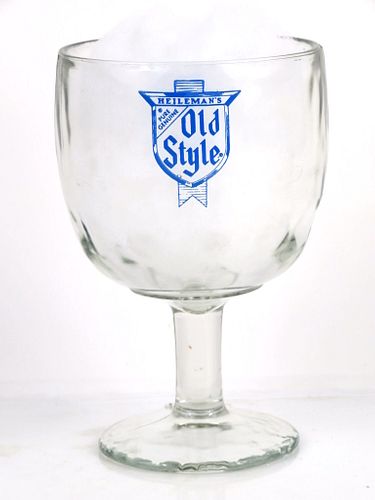 1963 Old Style Beer 6 Inch Tall Thumbprint ACL Glass Goblet La Crosse, Wisconsin