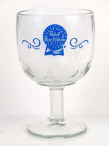 1962 Pabst Blue Ribbon Beer 6 Inch Tall Thumbprint ACL Glass Goblet Milwaukee, Wisconsin