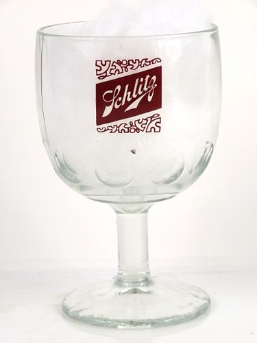 1969 Schlitz Beer 6 Inch Tall Thumbprint ACL Glass Goblet Milwaukee, Wisconsin