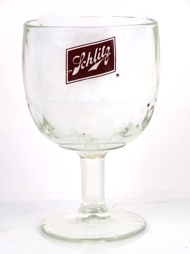 1961 Schlitz Beer 6 Inch Tall Thumbprint ACL Glass Goblet Milwaukee, Wisconsin