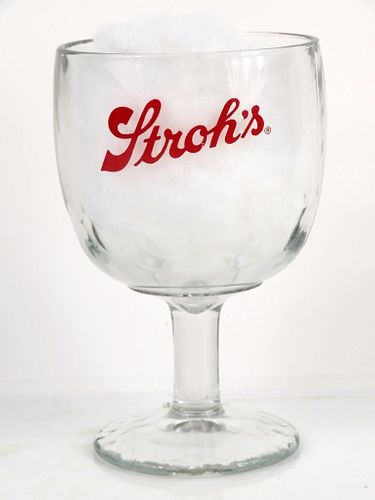 1968 Stroh's Beer 6 Inch Tall Thumbprint ACL Glass Goblet Detroit, Michigan