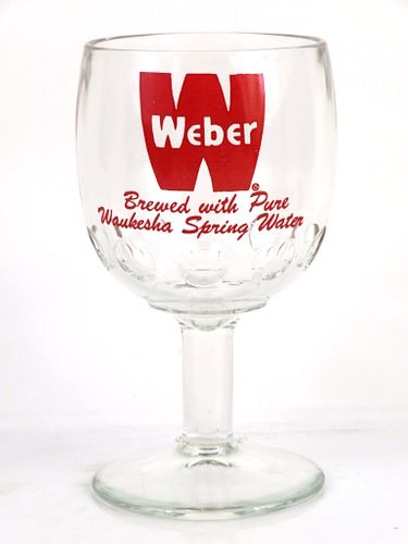 1958 Weber Beer 6 Inch Tall Thumbprint ACL Glass Goblet Waukesha, Wisconsin