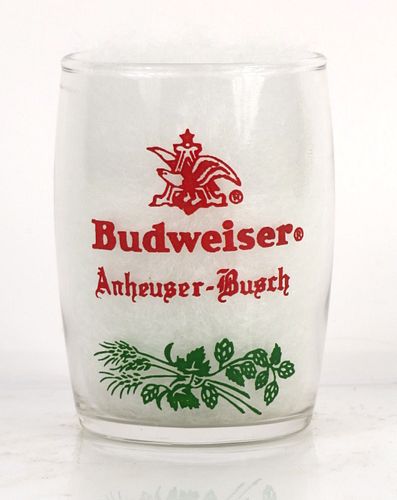 1954 Budweiser Beer (no gold) 3¼ Inch Tall Barrel Glass Saint Louis, Missouri
