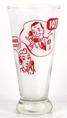 1949 E&B Brew 103 Beer 6 Inch Tall Flare Top ACL Drinking Glass Detroit, Michigan