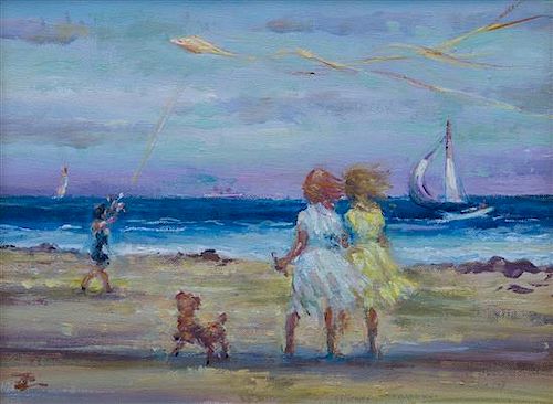 Philip Corley, (American, 20th century), Beach Walk, 1944