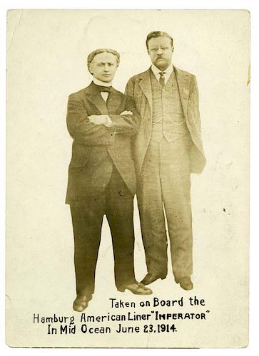 Houdini, Harry. Photograph of Houdini and Teddy Roosevelt. June, 1914. A famous full-length image of