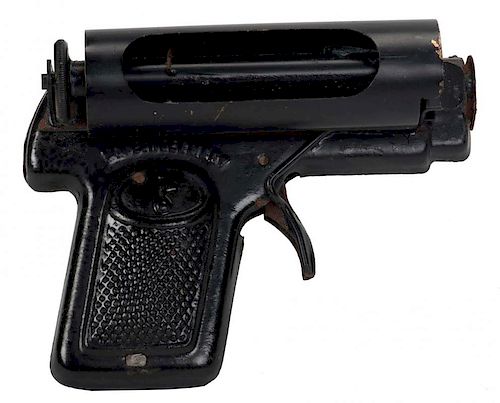 Silk Gun. Hamburg: Bartl, ca. 1940s. Mechanical cast metal faux pistol vanishes a silk draped over t