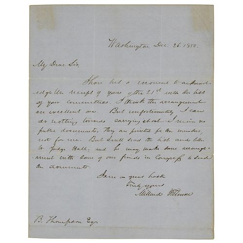Millard Fillmore Autograph Letter Signed as President